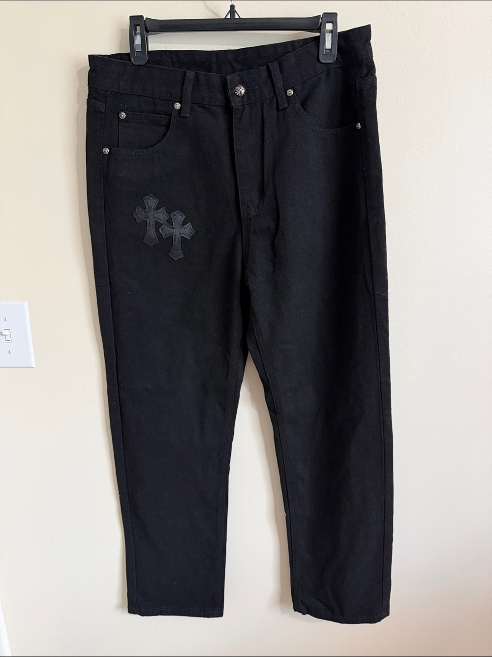 Men's Black Cross Accent Pants